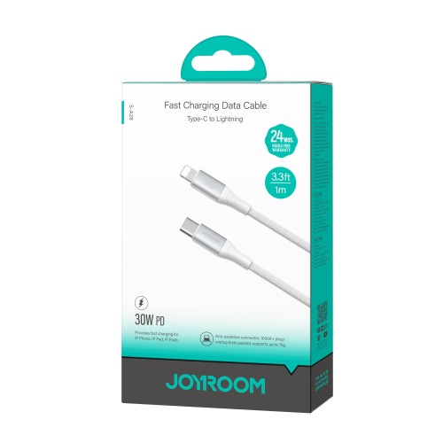 USB kabelis Joyroom S-A28 USB-C to Lightning 30W 1.0m baltas