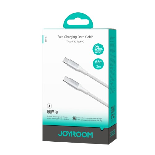 USB kabelis Joyroom S-A28 USB-C to USB-C 60W 2.0m baltas