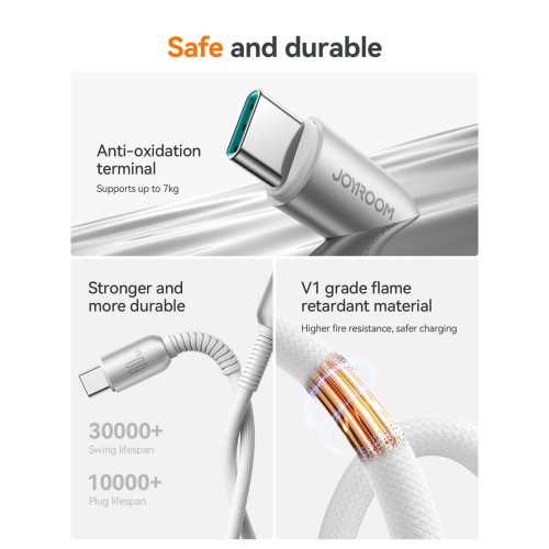 USB kabelis Joyroom S-A51 USB-C to USB-C 60W 1.2m pilkas