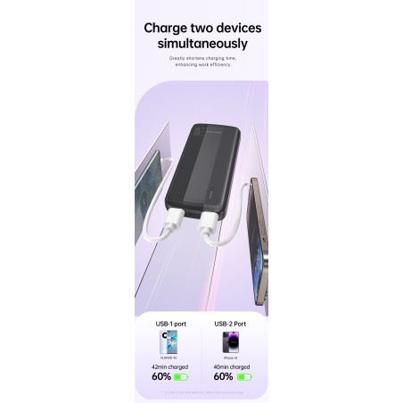 Išorinė baterija Power Bank Awei P19K 5V/2.4A 20000mAh juoda