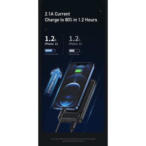 Išorinė baterija Power Bank Awei P5K 5V/2.1A 10000mAh juoda