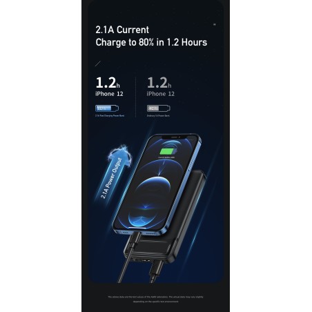 Išorinė baterija Power Bank Awei P5K 5V/2.1A 10000mAh juoda
