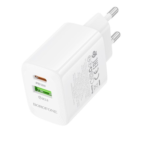 Įkroviklis Borofone BN29 30W USB-C/USB-A baltas