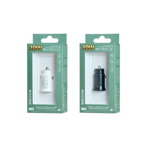 Automobilinis įkroviklis Remax RCC358 30W USB-C/USB-A juodas