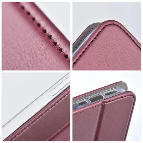 Dėklas Smart Magnetic Samsung S731 S25 FE tamsiai raudonas