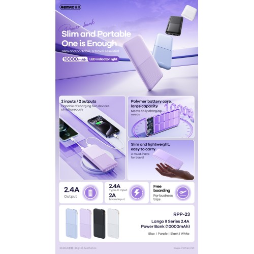 Išorinė baterija Power Bank Remax RPP-23 12W 10000mAh juoda