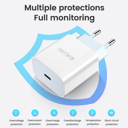 Įkroviklis Jellico AK180 20W USB-C + USB-C to Lightning cable 1.0m baltas