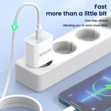 Įkroviklis Jellico AK180 20W USB-C + USB-C to USB-C cable 1.0m baltas