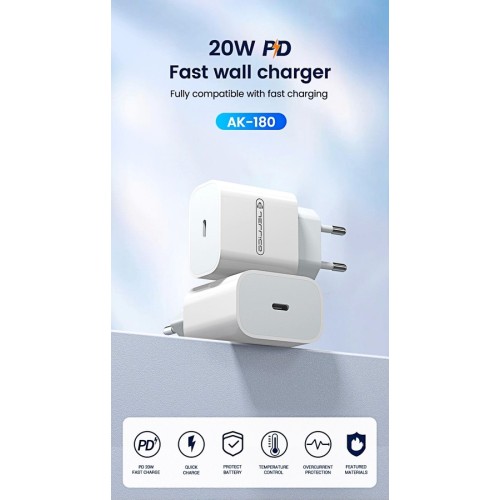 Įkroviklis Jellico AK180 20W USB-C baltas