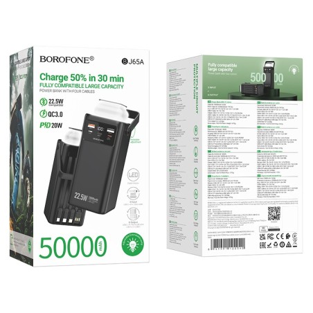Išorinė baterija Power Bank Borofone BJ65A 22.5W 50000mAh juoda