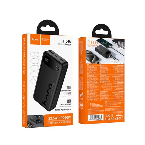 Išorinė baterija Power Bank Hoco J154A 22.5W 20000mAh juoda