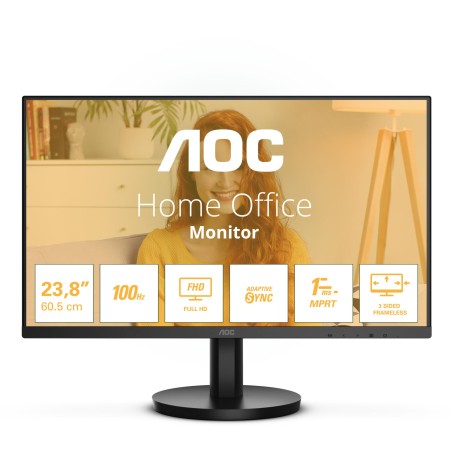 AOC 24B3HMA2, 24", VA, 1920x1080, 16:9, 100 Hz, Matte, 1 ms, Speakers, Tilt, Colour Black