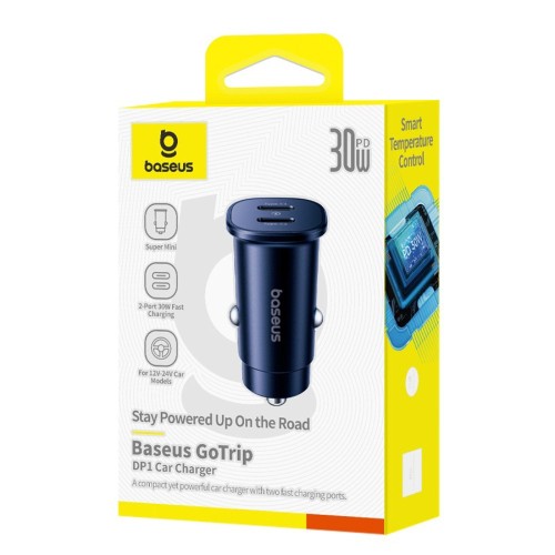 Automobilinis įkroviklis Baseus GoTrip 2xUSB-C 30W juodas C00072300123-01
