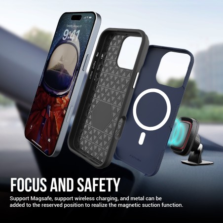 Dėklas Perfectionists Triangle Mag Case Apple iPhone 17 tamsiai mėlynas