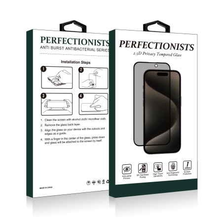 LCD apsauginis stikliukas 2.5D Privacy Perfectionists Apple iPhone 17 Pro Max juodas