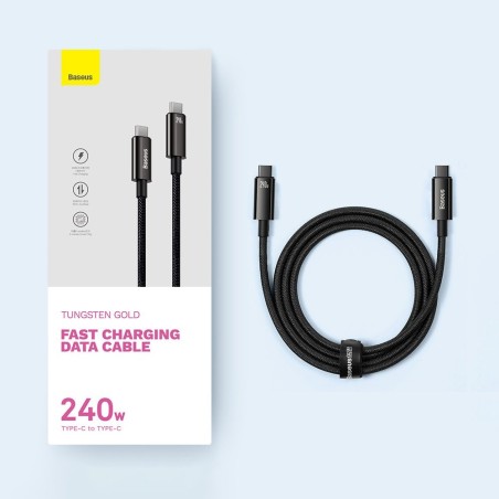 USB kabelis Baseus Tungsten 240W USB-C to USB-C 1.0m juodas CAWJ040001
