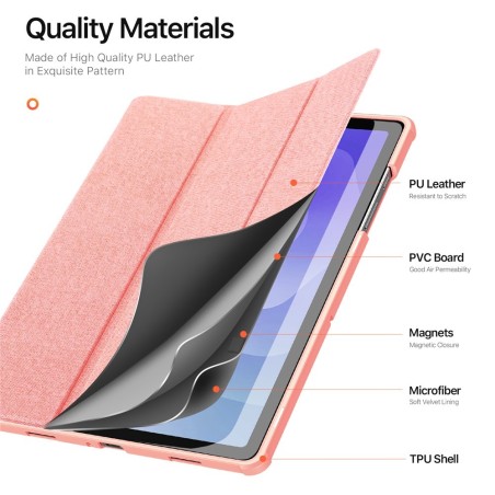 Dėklas Dux Ducis Domo Samsung X210/X215/X216 Tab A9 Plus 11.0/X230/X235/X236 Tab A11 Plus 11.0 rožinis