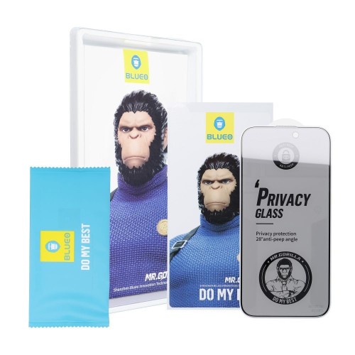 LCD apsauginis stikliukas 5D Mr. Monkey Glass (Strong Privacy) Apple iPhone 12 Pro Max juodas