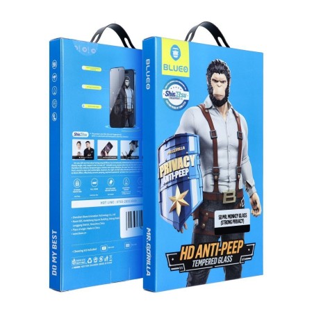 LCD apsauginis stikliukas 5D Mr. Monkey Glass (Strong Privacy) Samsung S926 S24 Plus juodas