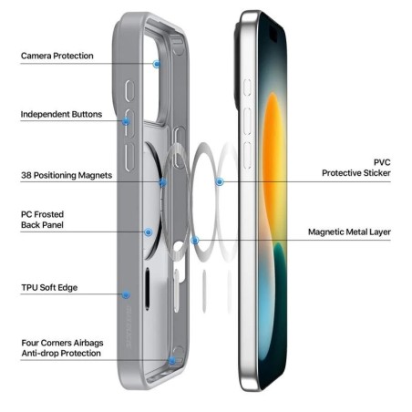 Dėklas Dux Ducis Yind Apple iPhone 17 Pro Max pilkas