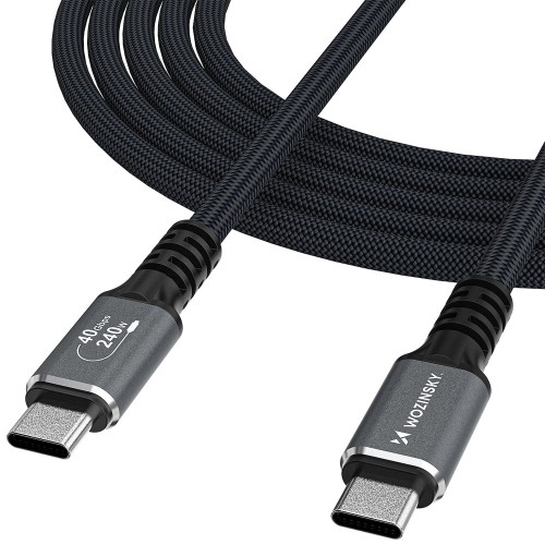 USB kabelis Wozinsky WPS-UY415S USB-C Thunderbolt 4 240W 1.5m juodas