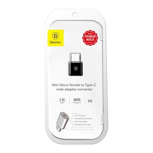Adapteris Baseus MicroUSB to Type-C OTG juodas CAMOTG-01