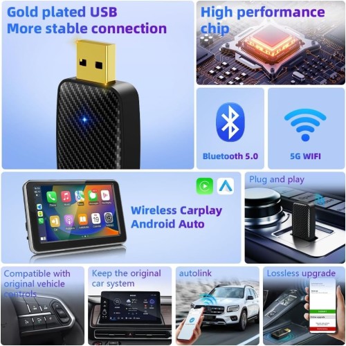 Belaidis CarPlay/Android Auto adapteris Reach U4 juodas
