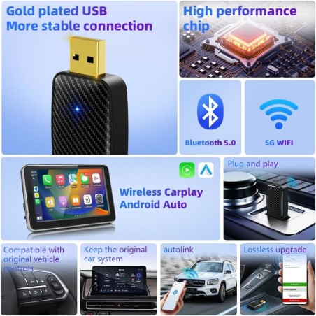 Belaidis CarPlay/Android Auto adapteris Reach U4 juodas