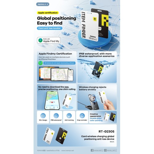 Daiktų ieškiklis Remax RT-G2305 Anti-Lost Device juodas