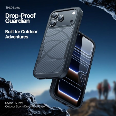 Dėklas Dux Ducis Shld Apple iPhone 17 Pro juodas (Contour Pattern)