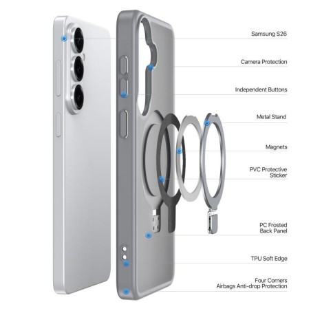 Dėklas Dux Ducis Yind Magnetic Stand Samsung S942 S26 pilkas