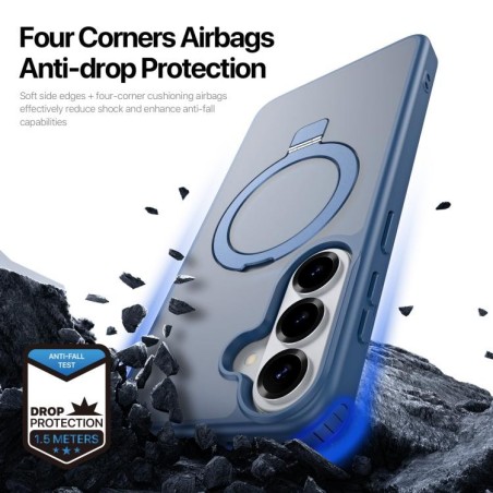 Dėklas Dux Ducis Yind Magnetic Stand Samsung S942 S26 tamsiai mėlynas