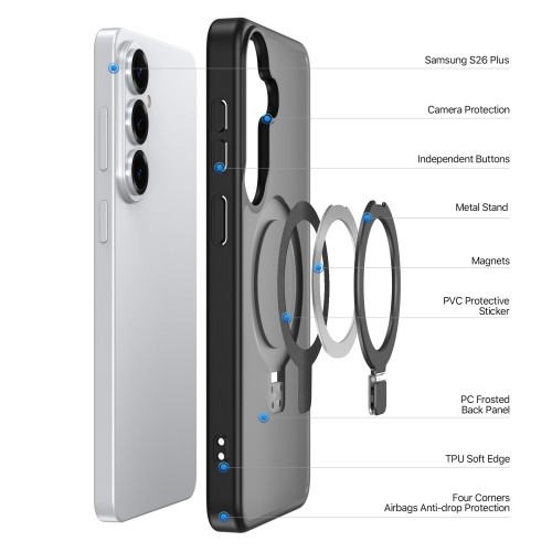 Dėklas Dux Ducis Yind Magnetic Stand Samsung S947 S26 Plus juodas