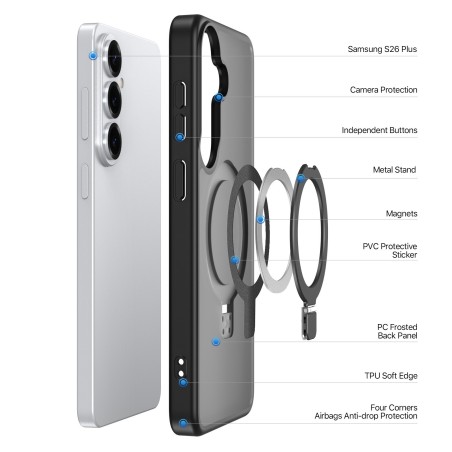 Dėklas Dux Ducis Yind Magnetic Stand Samsung S947 S26 Plus juodas