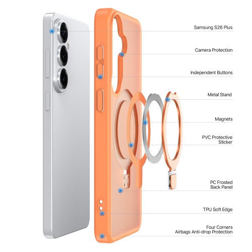 Dėklas Dux Ducis Yind Magnetic Stand Samsung S947 S26 Plus oranžinis