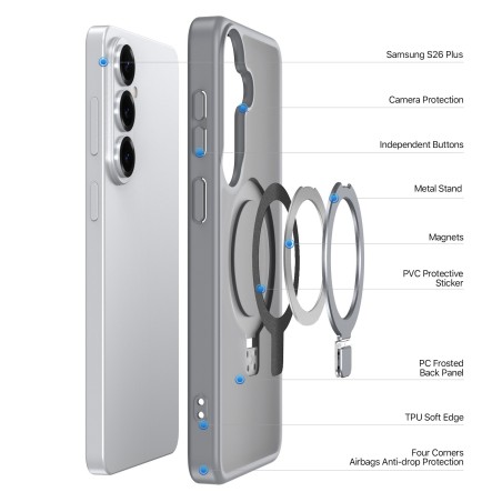 Dėklas Dux Ducis Yind Magnetic Stand Samsung S947 S26 Plus pilkas