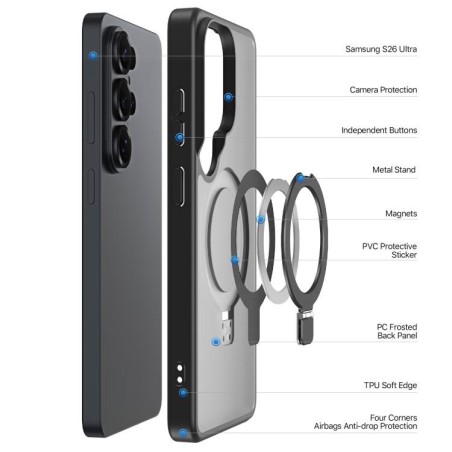 Dėklas Dux Ducis Yind Magnetic Stand Samsung S948 S26 Ultra juodas