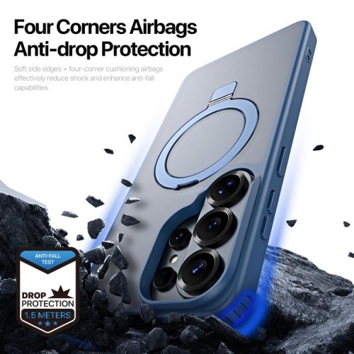 Dėklas Dux Ducis Yind Magnetic Stand Samsung S948 S26 Ultra tamsiai mėlynas