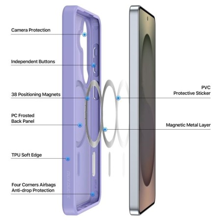 Dėklas Dux Ducis Yind MagSafe Samsung S942 S26 violetinis