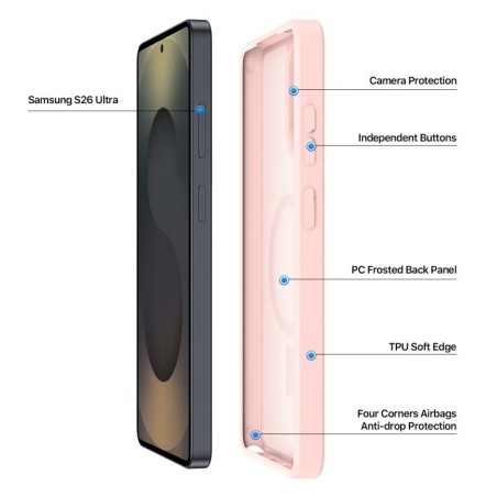 Dėklas Dux Ducis Yind MagSafe Samsung S948 S26 Ultra rožinis
