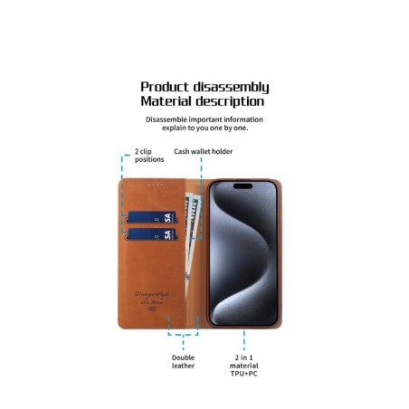 Dėklas HDD Magnetic Wallet Case Samsung A057 A05s violetinis