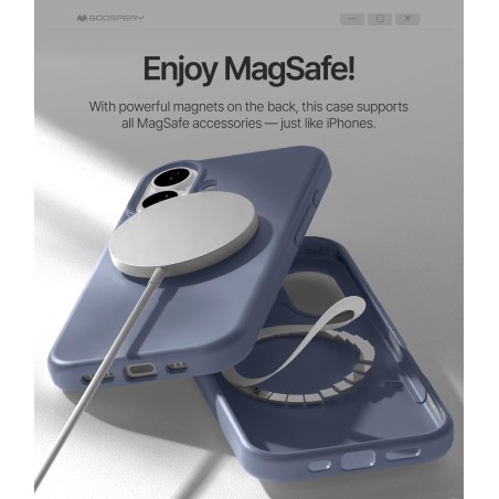 Dėklas Mercury Pure Magsafe Silicon Case Apple iPhone 17 levandos pilka