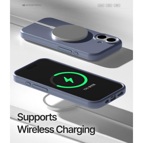 Dėklas Mercury Pure Magsafe Silicon Case Apple iPhone 17 levandos pilka