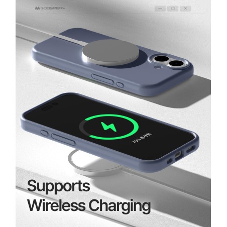 Dėklas Mercury Pure Magsafe Silicon Case Apple iPhone 17 levandos pilka
