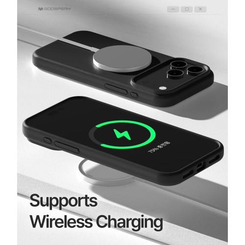 Dėklas Mercury Pure Magsafe Silicon Case Apple iPhone 17 Pro juodas