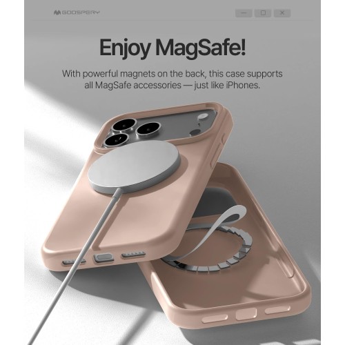 Dėklas Mercury Pure Magsafe Silicon Case Apple iPhone 17 Pro Max rožinio smėlio