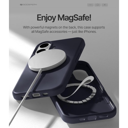 Dėklas Mercury Pure Magsafe Silicon Case Apple iPhone 17 tamsiai mėlynas