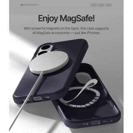 Dėklas Mercury Pure Magsafe Silicon Case Apple iPhone 17 tamsiai mėlynas