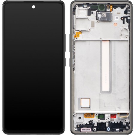 Ekranas Samsung A536 A53 5G su lietimui jautriu stikliuku ir rėmeliu originalus Awesome Black (service pack)