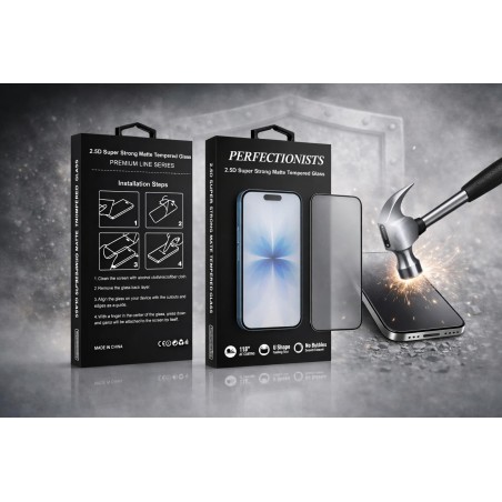 LCD apsauginis stikliukas Perfectionists 2.5D Super Strong Matte Tempered Glass Apple iPhone 12/12 Pro juodas